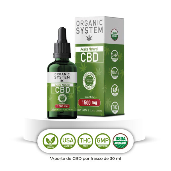 ACEITE CBD con MCT sabor Menta 1000 mg. Libre THC 30 ml. - Imagen 2